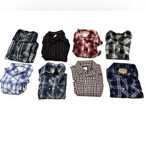 Wrangler Western Shirt Mens XL Pearl Snap Shirt Long Sleeve Plaid Lot Of 8